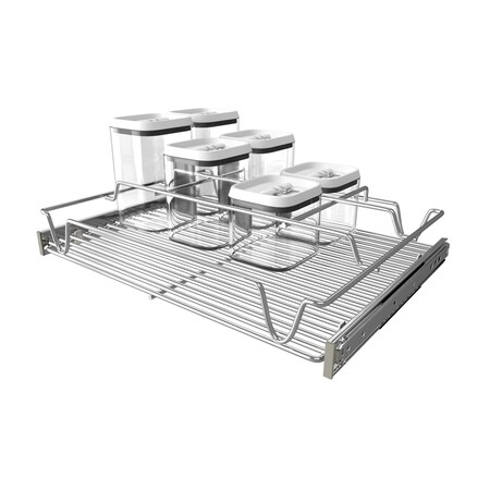Rev-A-Shelf Steel, Silver, 18 in W, 8.35 in H, 14 in D, 14 in L, Silver 5WCOR-18CR-1